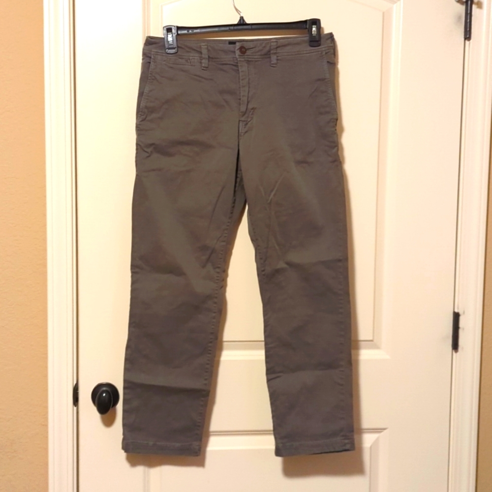 Mens American Eagle Extreme Flex Green khaki Chino Pants slim straight 33 x 30